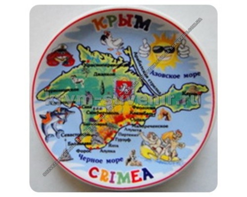 Магнит фарфор. Карта Крыма  US12141  цв 6,5 (24/360)