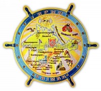 Крым карта штурвал (FS-259) магнит фольга c тиснением 2вида (25/300)