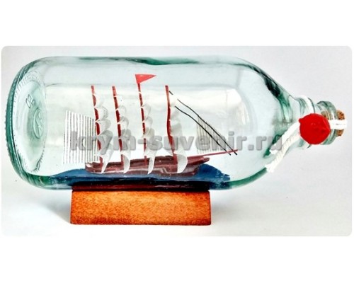 Парусник в бутылке ВО - L (А) белые паруса