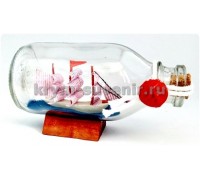 Парусник в бутылке ВО - S (B) розовые паруса